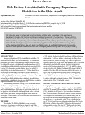 Cover page: Risk Factors Associated with Emergency Department Recidivism in the Older Adult