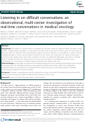 Cover page: Listening in on difficult conversations: an observational, multi-center investigation of real-time conversations in medical oncology