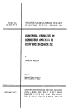 Cover page: Numerical Problems in Nonlinear Analysis of Reinforced Concrete