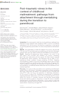 Cover page: Post-traumatic-stress in the context of childhood maltreatment: pathways from attachment through mentalizing during the transition to parenthood.