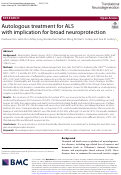 Cover page: Autologous treatment for ALS with implication for broad neuroprotection