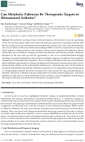 Cover page: Can Metabolic Pathways Be Therapeutic Targets in Rheumatoid Arthritis?