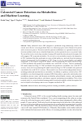 Cover page: Colorectal Cancer Detection via Metabolites and Machine Learning.