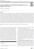 Cover page: “But he’s my brother”: The impact of family obligation on moral judgments and decisions