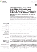 Cover page: Do Copy Number Changes in CACNA2D2, CACNA2D3, and CACNA1D Constitute a Predisposing Risk Factor for Alzheimer’s Disease?