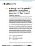 Cover page: Analysis of SARS-CoV-2 genomic epidemiology reveals disease transmission coupled to variant emergence and allelic variation