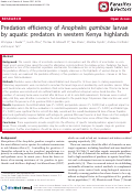 Cover page: Predation efficiency of Anopheles gambiae larvae by aquatic predators in western Kenya highlands