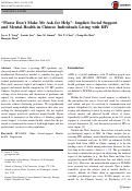 Cover page: “Please Don’t Make Me Ask for Help”: Implicit Social Support and Mental Health in Chinese Individuals Living with HIV