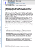 Cover page: Characterizing Early Psychosocial Functioning of Parents of Children with Moderate to Severe Genital Ambiguity due to Disorders of Sex Development