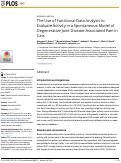 Cover page: The Use of Functional Data Analysis to Evaluate Activity in a Spontaneous Model of Degenerative Joint Disease Associated Pain in Cats