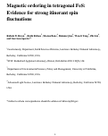 Cover page: Magnetic ordering in tetragonal FeS: Evidence for strong itinerant spin fluctuations