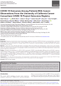 Cover page: COVID-19 Outcomes Among Patients With Cancer: Observations From the University of California Cancer Consortium COVID-19 Project Outcomes Registry