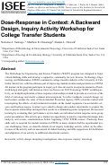 Cover page of Dose-Response in Context: A Backward Design, Inquiry Activity Workshop for College Transfer Students