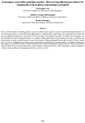 Cover page: Learning to read with a machine teacher: Discovering efficient procedures for training the orth-to-phon relationships in English