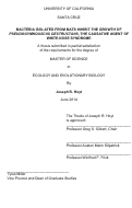 Cover page: Bacteria isolated from bats inhibit the growth of Pseudogymnoascus destructans, the causative agent of white-nose syndrome