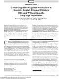 Cover page: Cross-Linguistic Cognate Production in Spanish–English Bilingual Children With and Without Specific Language Impairment