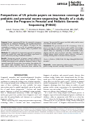 Cover page: Perspectives of US private payers on insurance coverage for pediatric and prenatal exome sequencing: Results of a study from the Program in Prenatal and Pediatric Genomic Sequencing (P3EGS)