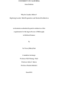 Cover page: Why Do Leaders Matter?: Exploring Leaders' Risk Propensities and Nuclear Proliferation