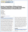 Cover page: Arsenic in Groundwater: A Review of Current Knowledge and Relation to the CALFED Solution Area with Recommendations for Needed Research