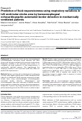 Cover page: Prediction of fluid responsiveness using respiratory variations in left ventricular stroke area by transoesophageal echocardiographic automated border detection in mechanically ventilated patients