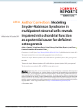 Cover page: Author Correction: Modeling Snyder-Robinson Syndrome in multipotent stromal cells reveals impaired mitochondrial function as a potential cause for deficient osteogenesis