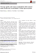 Cover page: Cityscape quality and resource manipulation affect natural enemy biodiversity in and fidelity to urban agroecosystems