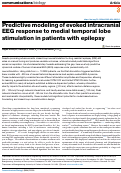 Cover page: Predictive modeling of evoked intracranial EEG response to medial temporal lobe stimulation in patients with epilepsy.