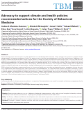 Cover page: Advocacy to support climate and health policies: recommended actions for the Society of Behavioral Medicine