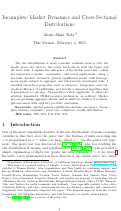 Cover page: Incomplete market dynamics and cross-sectional distributions