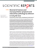 Cover page: Reversal of memory and neuropsychiatric symptoms and reduced tau pathology by selenium in 3xTg-AD mice