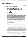 Cover page: Bioarchaeological and palaeogenomic portrait of two Pompeians that died during the eruption of Vesuvius in 79 AD