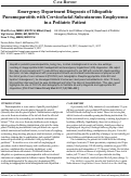 Cover page: Emergency Department Diagnosis of Idiopathic Pneumoparotitis with Cervicofacial Subcutaneous Emphysema in a Pediatric Patient