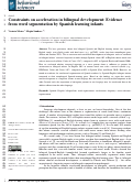 Cover page: Constraints on Acceleration in Bilingual Development: Evidence from Word Segmentation by Spanish Learning Infants