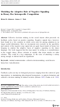 Cover page: Modeling the Adaptive Role of Negative Signaling in Honey Bee Intraspecific Competition