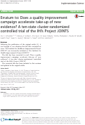 Cover page: Erratum to: Does a quality improvement campaign accelerate take-up of new evidence? A ten-state cluster-randomized controlled trial of the IHI’s Project JOINTS