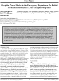 Cover page: Occipital Nerve Blocks in the Emergency Department for Initial Medication-Refractory Acute Occipital Migraines