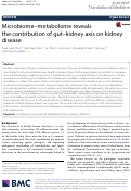 Cover page: Microbiome–metabolome reveals the contribution of gut–kidney axis on kidney disease