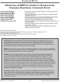 Cover page: Effectiveness of SBIRT for Alcohol Use Disorders in the Emergency Department: A Systematic Review