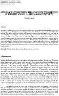 Cover page: Styles and stereotypes: The linguistic negotiation of identity among Laotian American youth