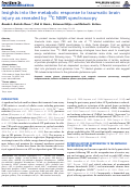 Cover page: Insights into the metabolic response to traumatic brain injury as revealed by 13C NMR spectroscopy