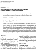 Cover page: Practitioner Perspectives on Delivering Integrative Medicine in a Large, Acute Care Hospital.