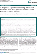 Cover page: A diagnostic algorithm combining clinical and molecular data distinguishes Kawasaki disease from other febrile illnesses