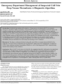 Cover page: Emergency Department Management of Suspected Calf-Vein Deep Venous Thrombosis: A Diagnostic Algorithm