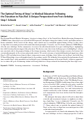 Cover page: The Optimal Timing of Step 1 in Medical Education Following the Transition to Pass/Fail: A Unique Perspective from Post-clerkship Step 1 Schools