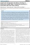 Cover page: Small-Scale Intraspecific Life History Variation in Herbivorous Spider Mites (Tetranychus pacificus) Is Associated with Host Plant Cultivar