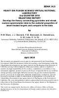 Cover page: HEAVY ION FUSION SCIENCE VIRTUAL NATIONAL
LABORATORY
2nd QUARTER 2010
MILESTONE REPORT
Develop the theory connecting pyrometer and streak camera
spectrometer data to the material properties of beam heated
targets and compare to the data