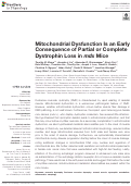 Cover page: Mitochondrial Dysfunction Is an Early Consequence of Partial or Complete Dystrophin Loss in mdx Mice