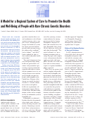 Cover page: A Model for a Regional System of Care to Promote the Health and Well-Being of People with Rare Chronic Genetic Disorders