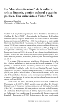 Cover page: La “desculturalización” de la cultura: crítica literaria, gestión cultural y acción política. Una entrevista a Víctor Vich