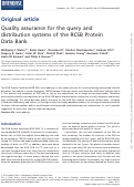 Cover page: Quality assurance for the query and distribution systems of the RCSB Protein Data Bank